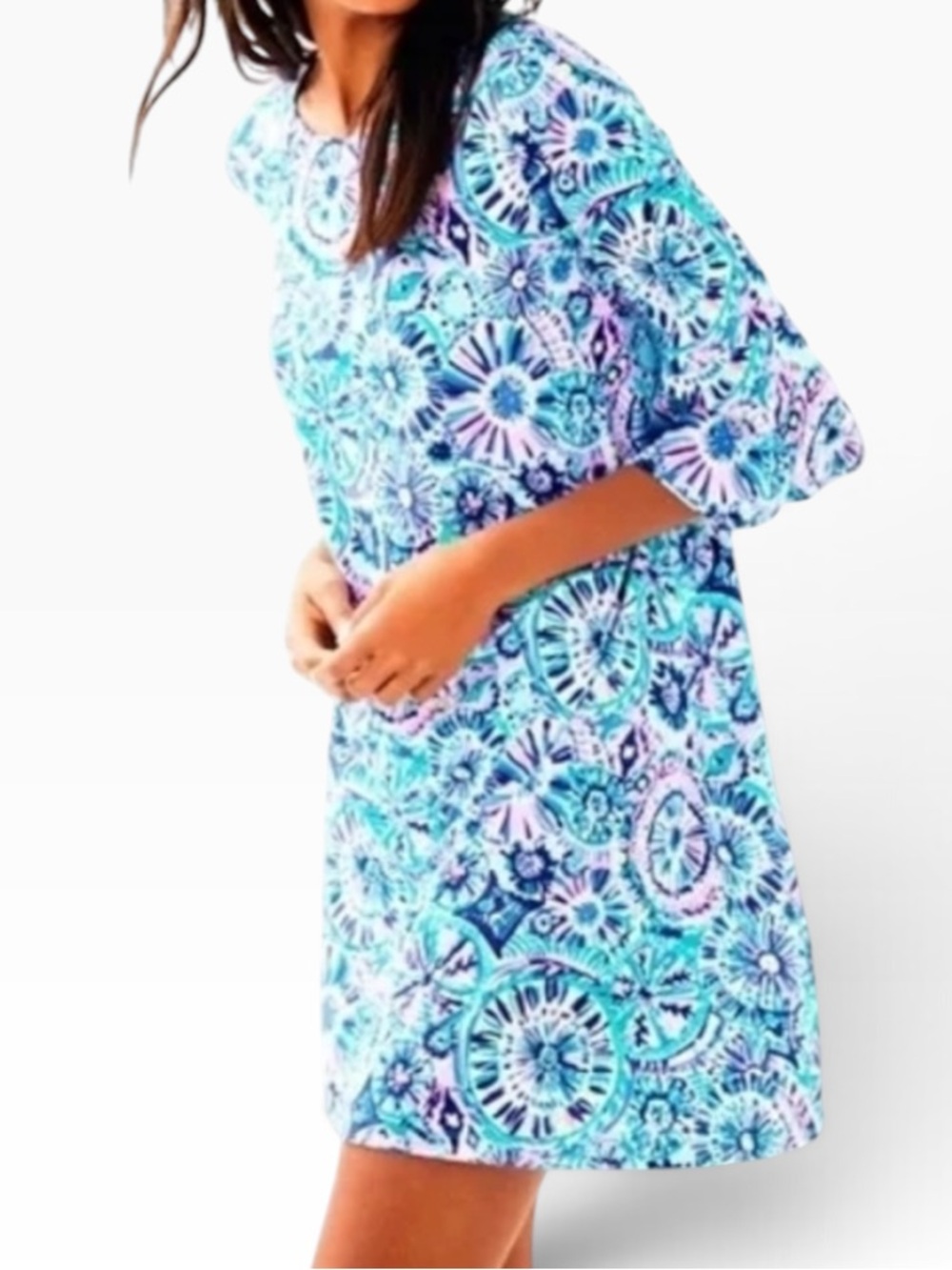 Lilly Pulitzer "Ophelia" Bell Sleeve Swing Dress in "The Swim" M
